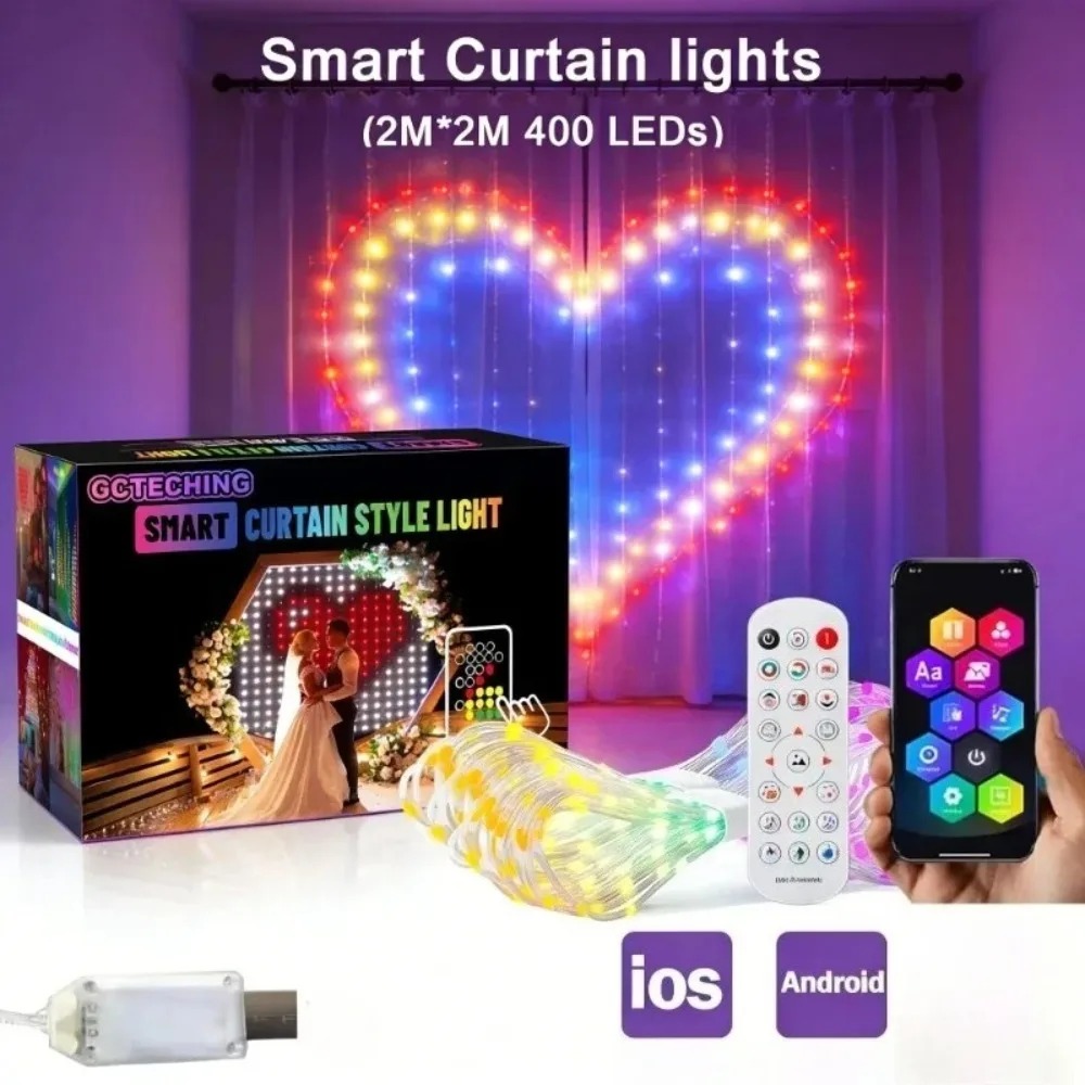 Smart Garden Outdoor - Luces LED de cortina de píxeles